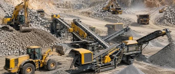 Quarry Material Aggregate Stockpiles and Sand